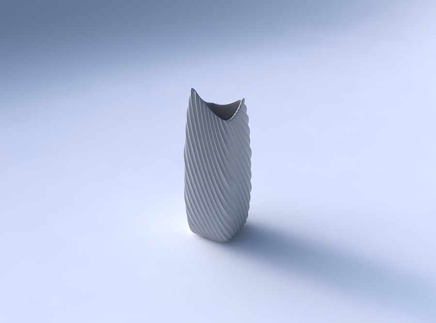 Vase double arc rectangle with bent extruded lines 3D print model_3