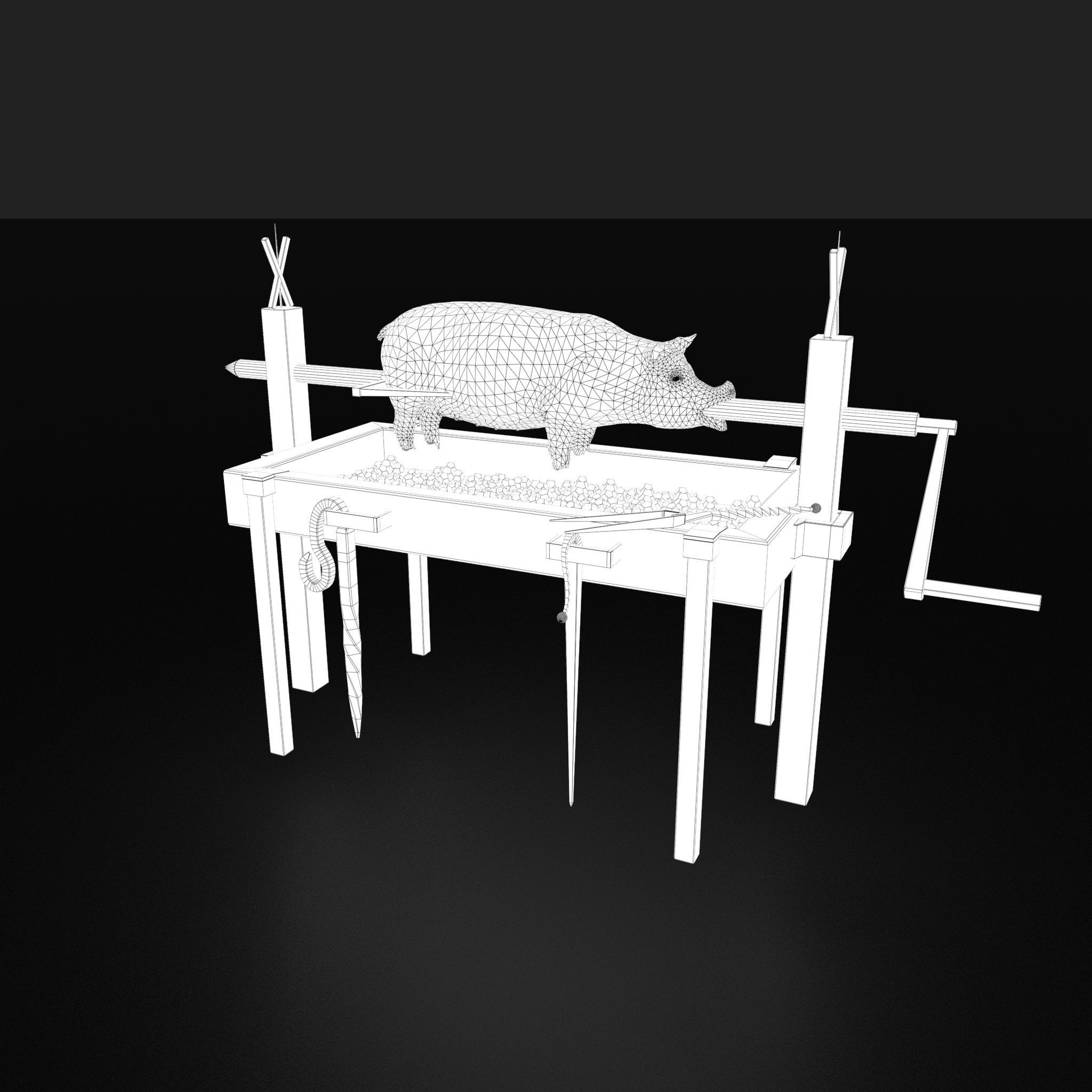 Fire Pit and Pig Roast  Low-poly 3D model_41