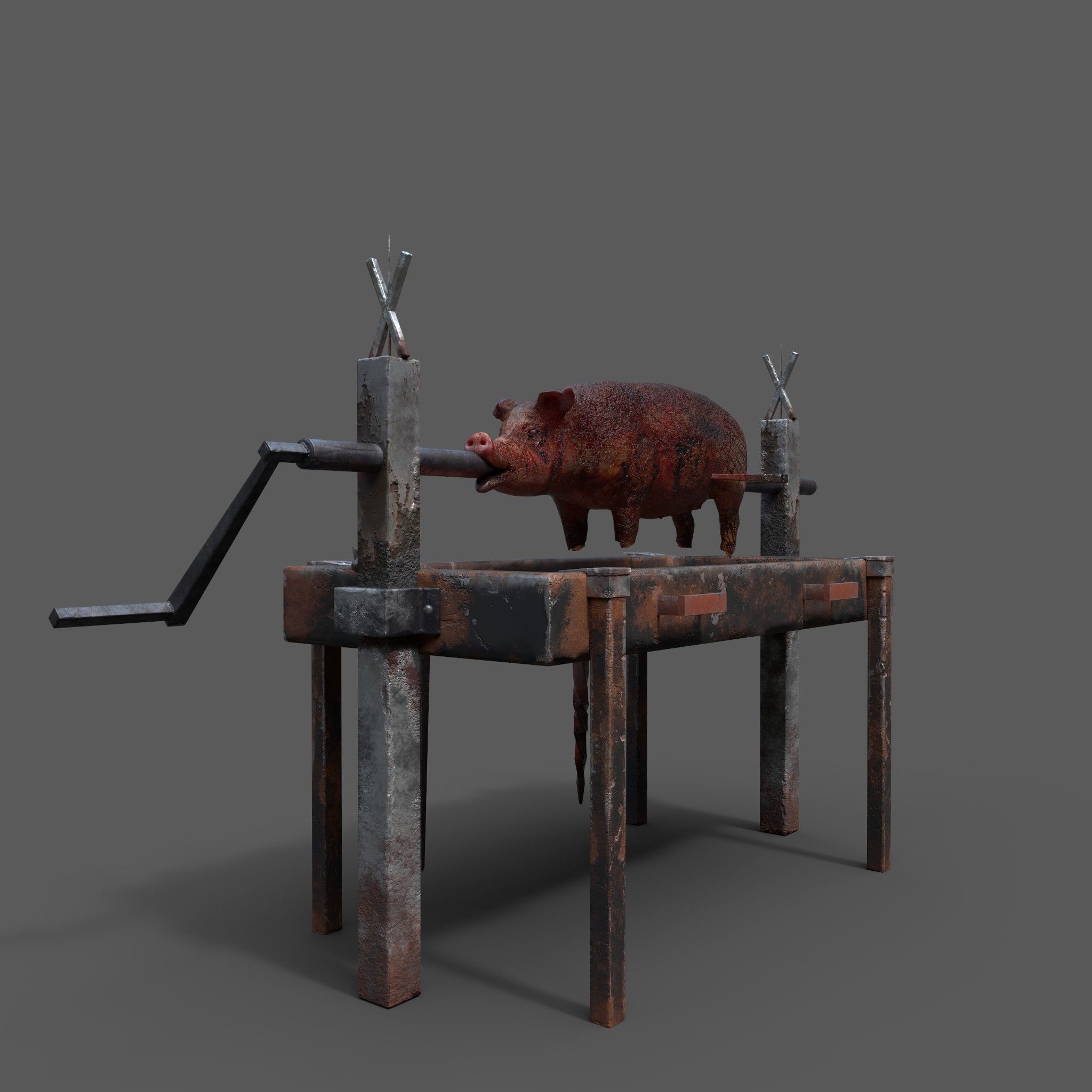 Fire Pit and Pig Roast  Low-poly 3D model_9