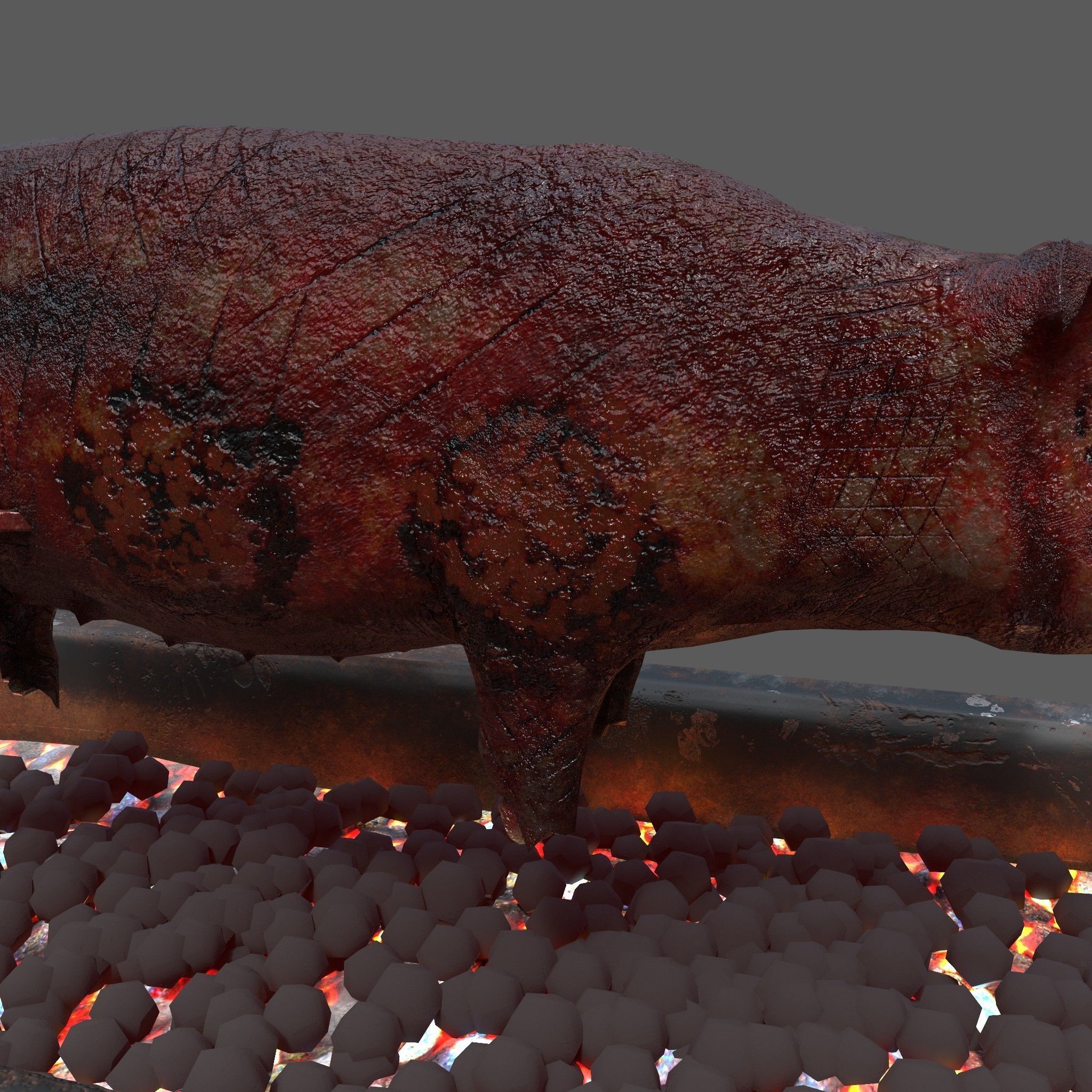 Fire Pit and Pig Roast  Low-poly 3D model_21