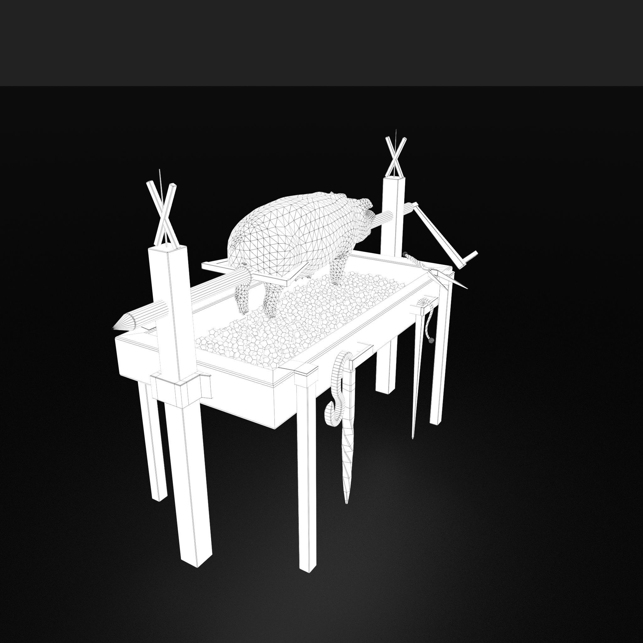 Fire Pit and Pig Roast  Low-poly 3D model_38