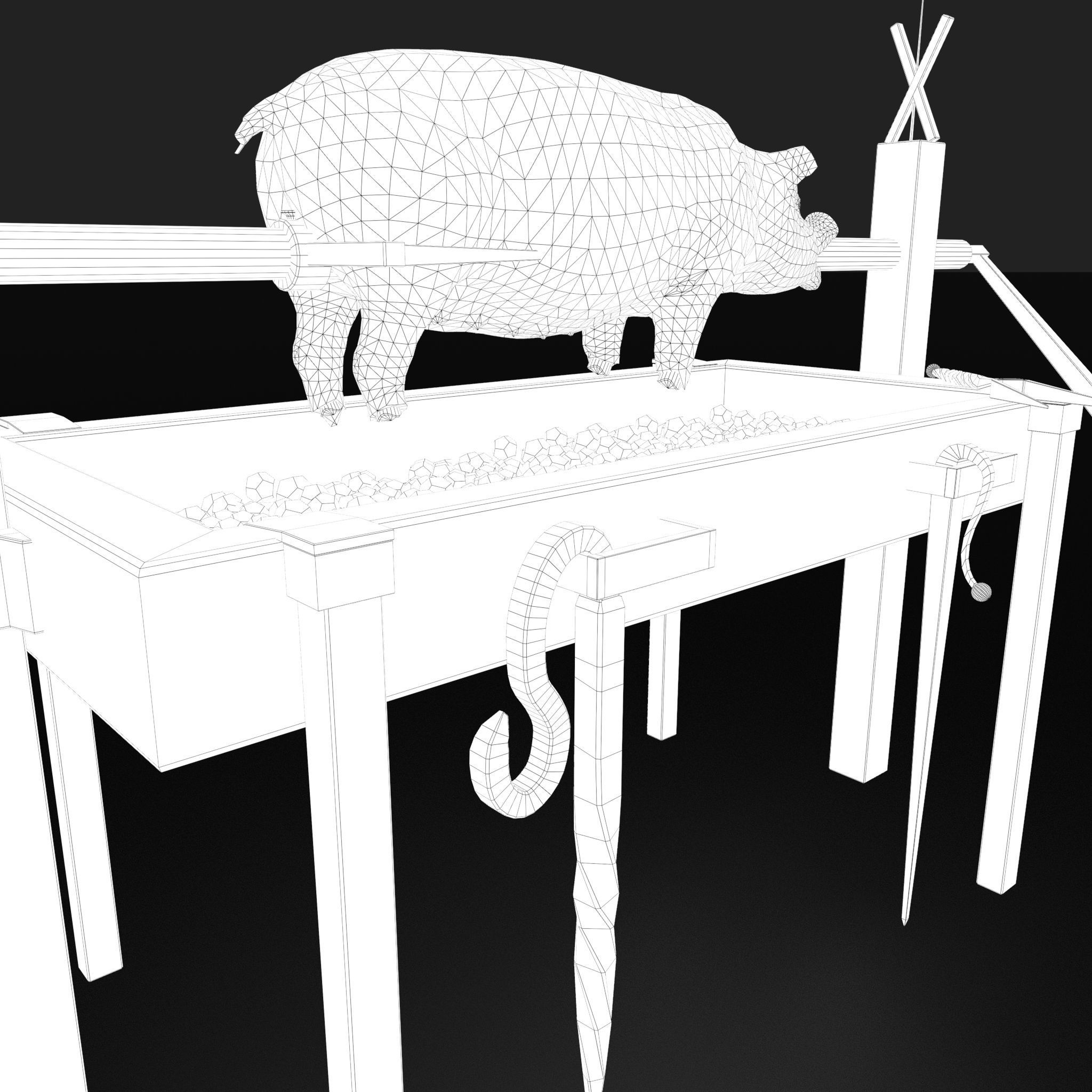 Fire Pit and Pig Roast  Low-poly 3D model_28