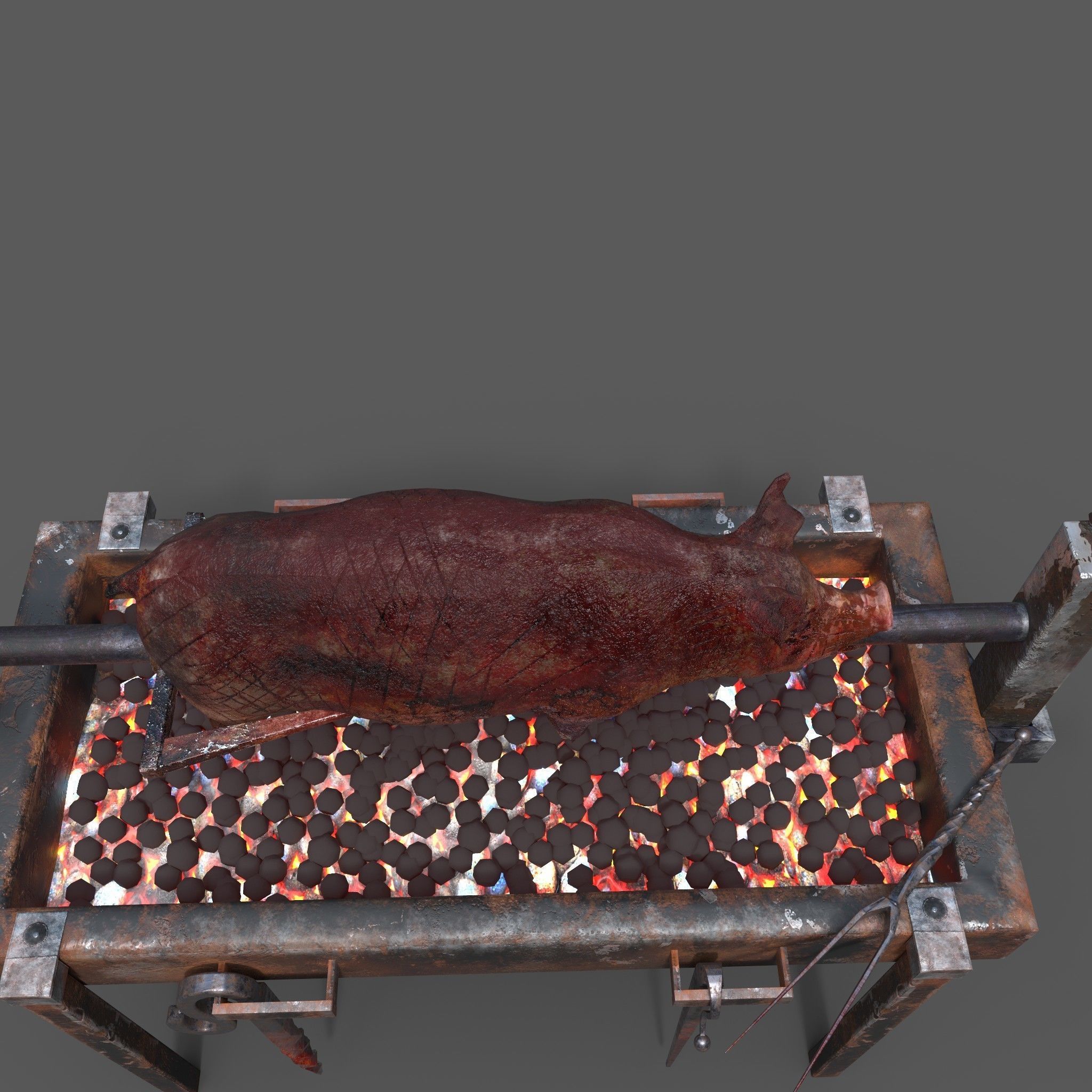 Fire Pit and Pig Roast  Low-poly 3D model_20