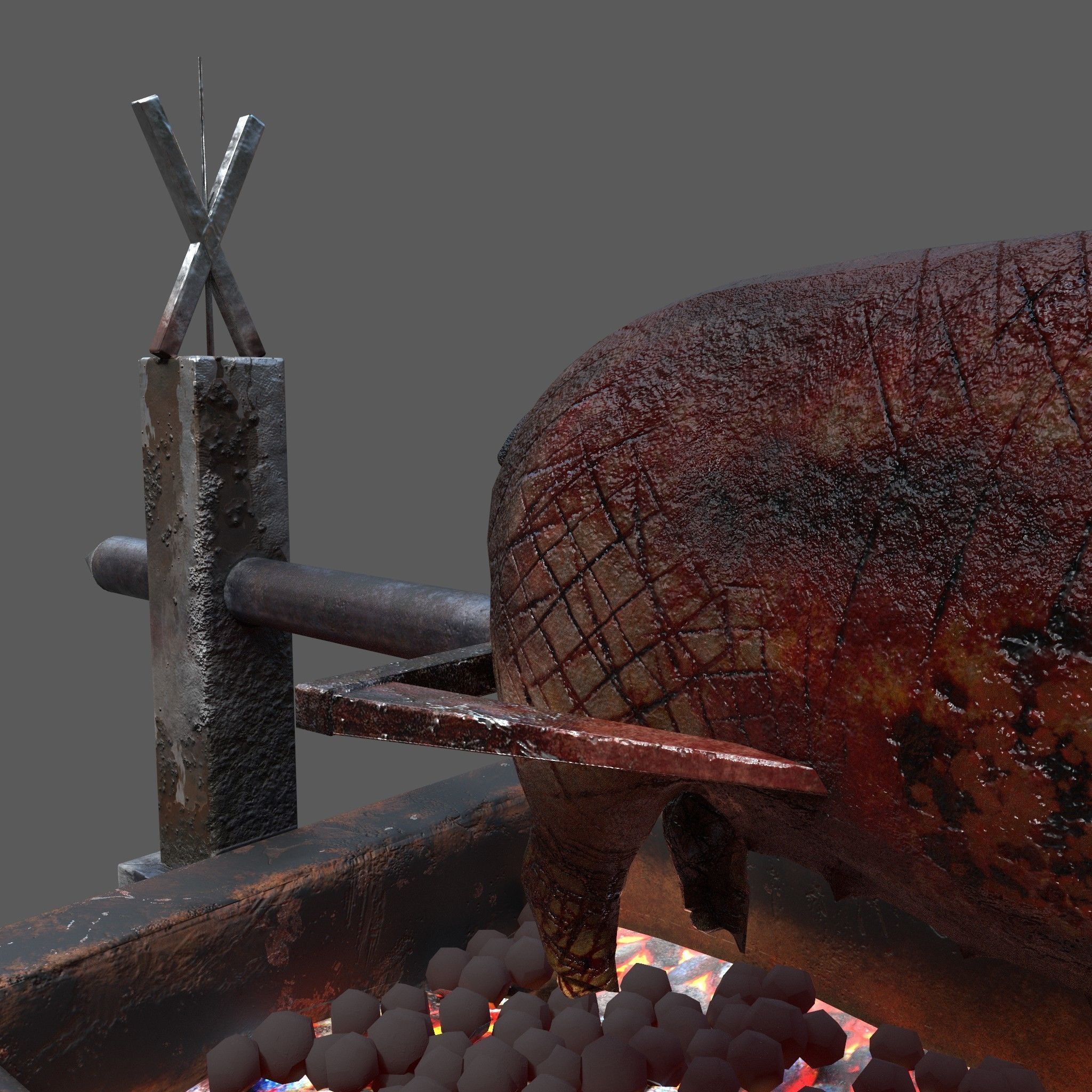 Fire Pit and Pig Roast  Low-poly 3D model_22