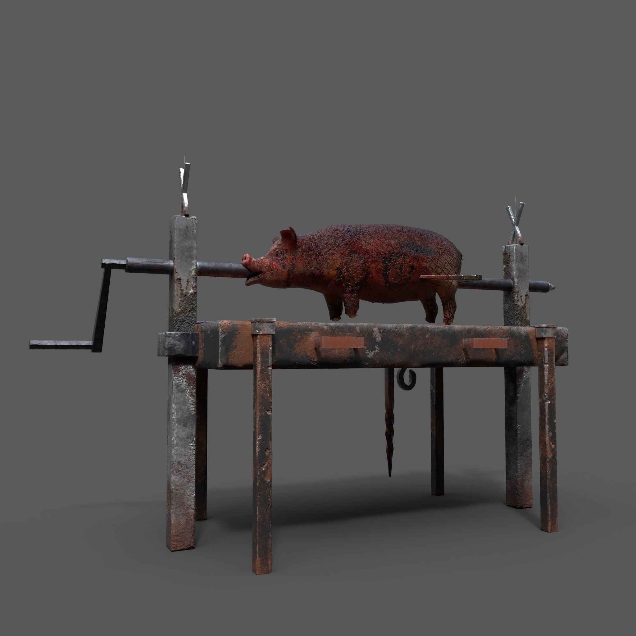 Fire Pit and Pig Roast  Low-poly 3D model_10
