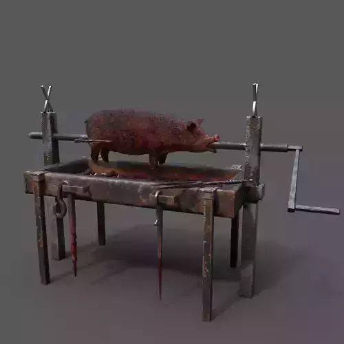 Fire Pit and Pig Roast  Low-poly 3D model