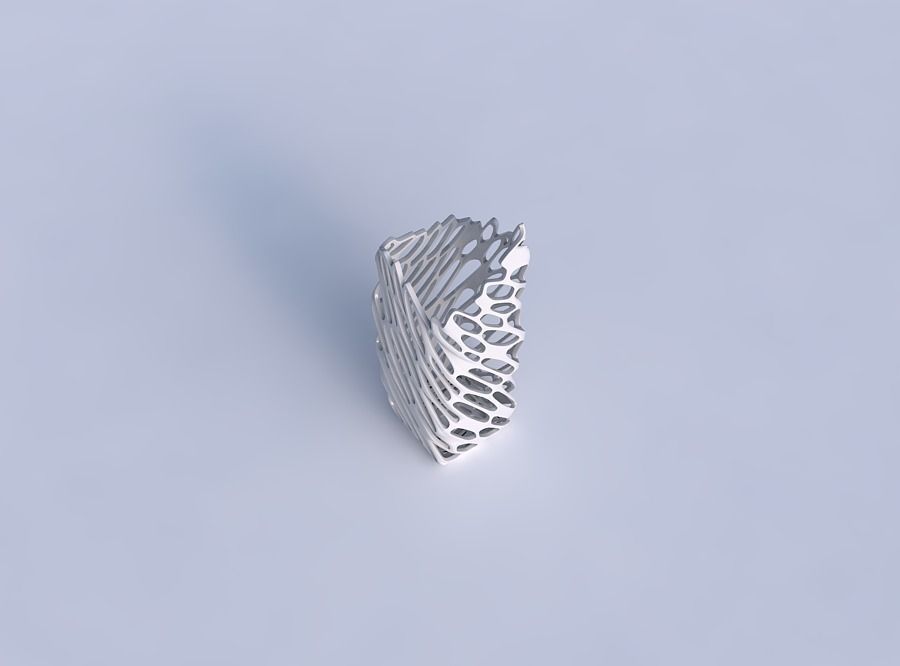 Vase double arc rectangle with cracked and twisted organic la... 3D print model_1