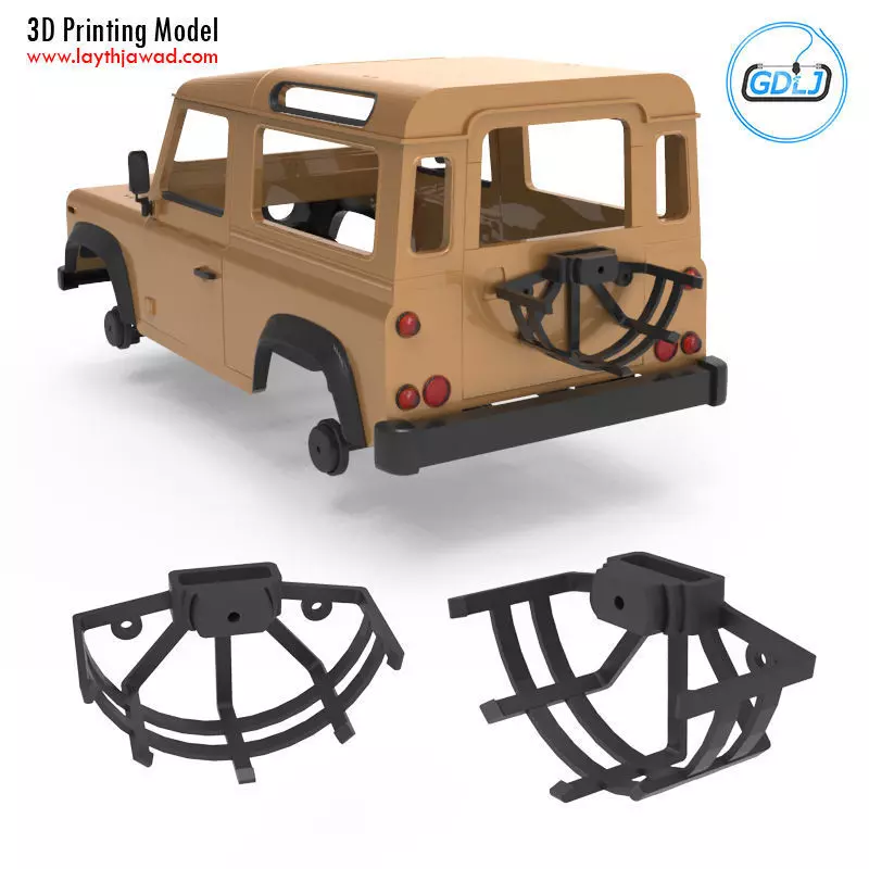 Land Rover Defender V2 3 Tire Holder 3D print model