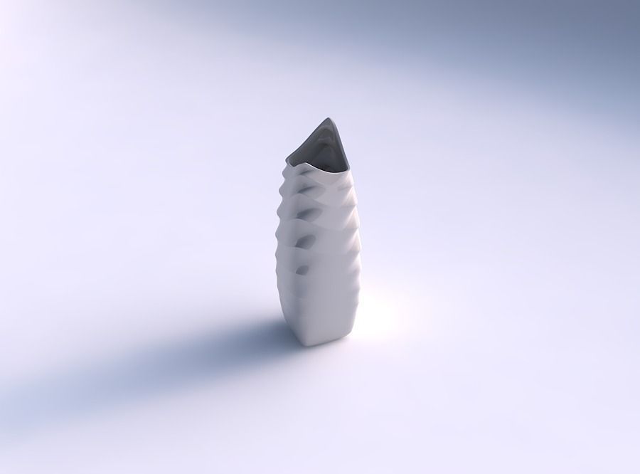Vase double arc rectangle with curved horizontal sections 3D print model