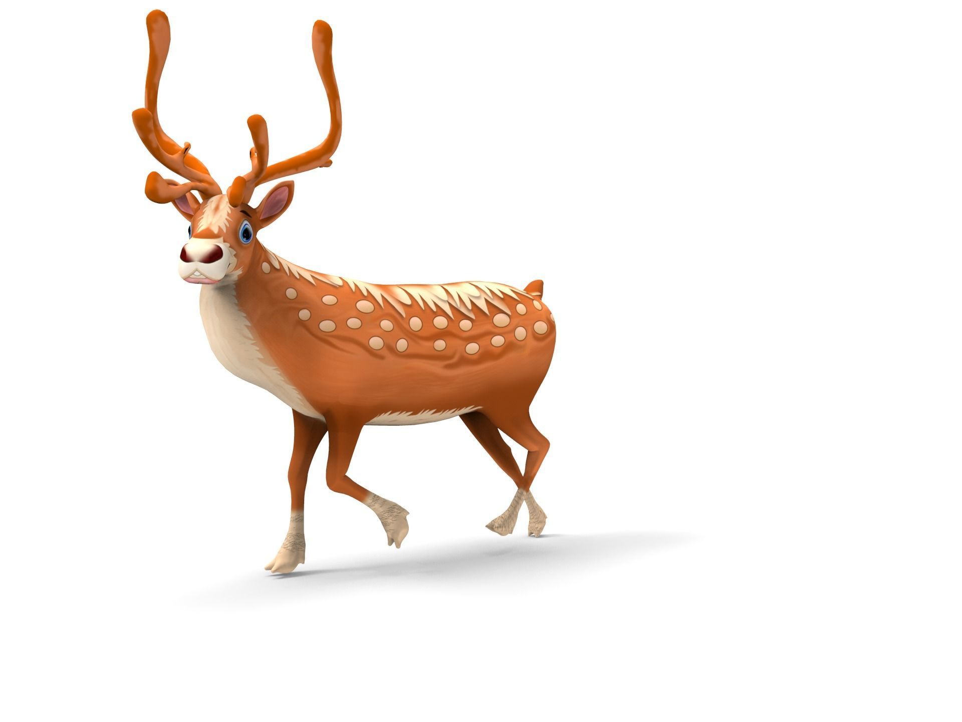 Cartoon Toon Reindeer Rigged and Animated  Low-poly 3D model_10
