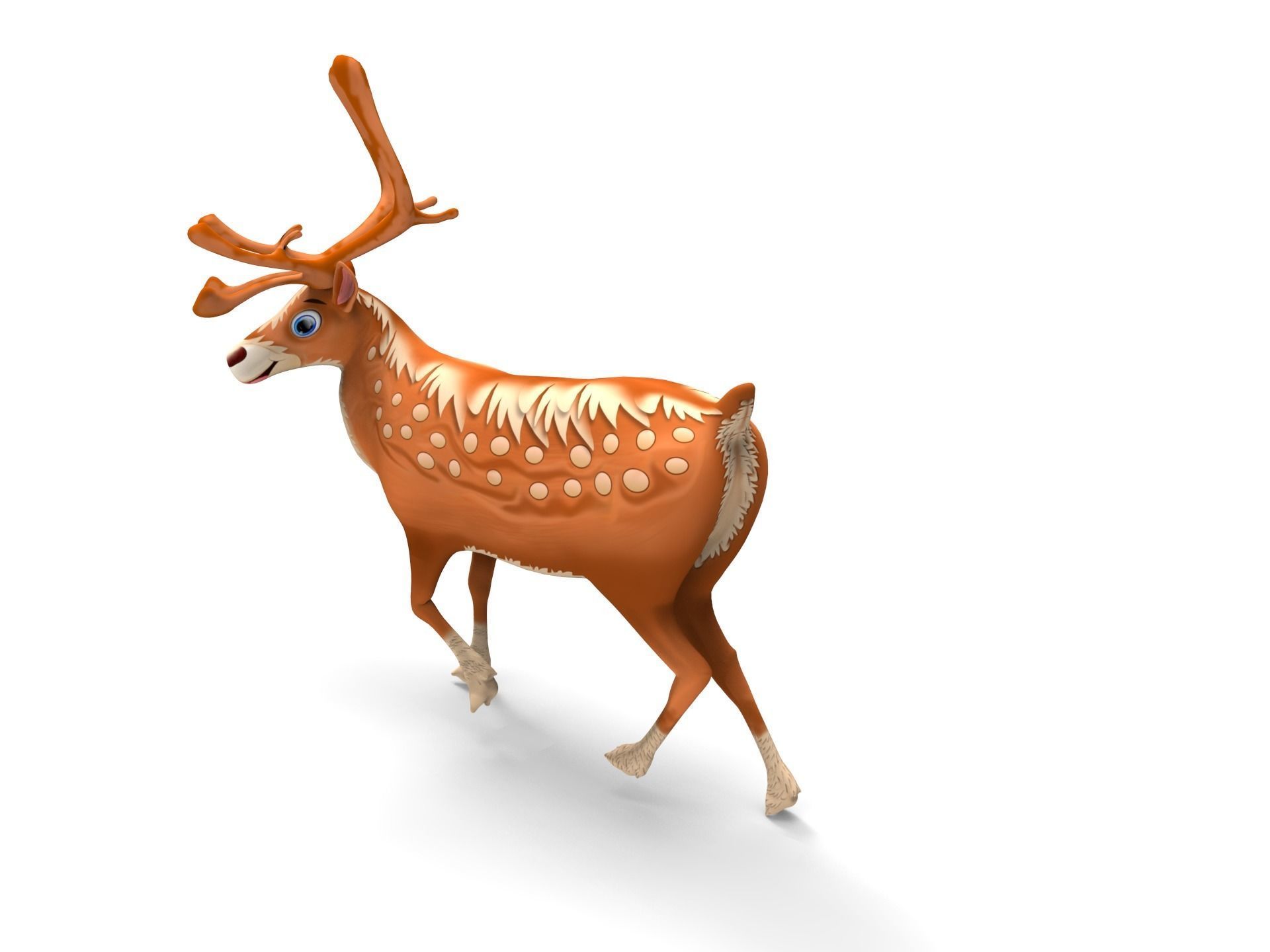 Cartoon Toon Reindeer Rigged and Animated  Low-poly 3D model_9