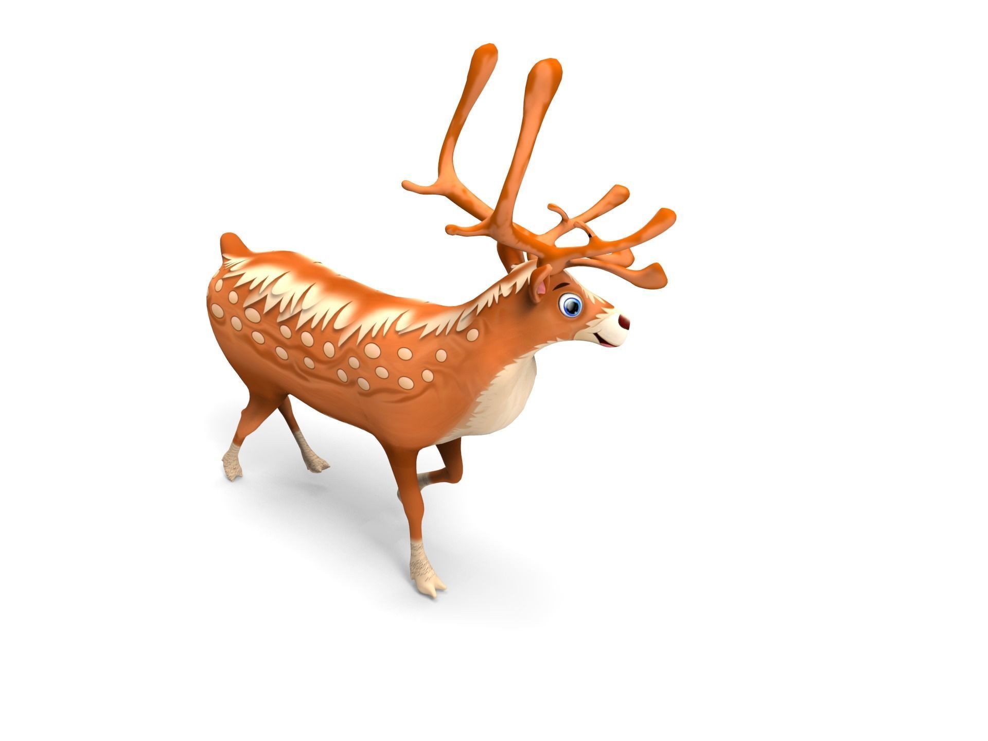 Cartoon Toon Reindeer Rigged and Animated  Low-poly 3D model_14