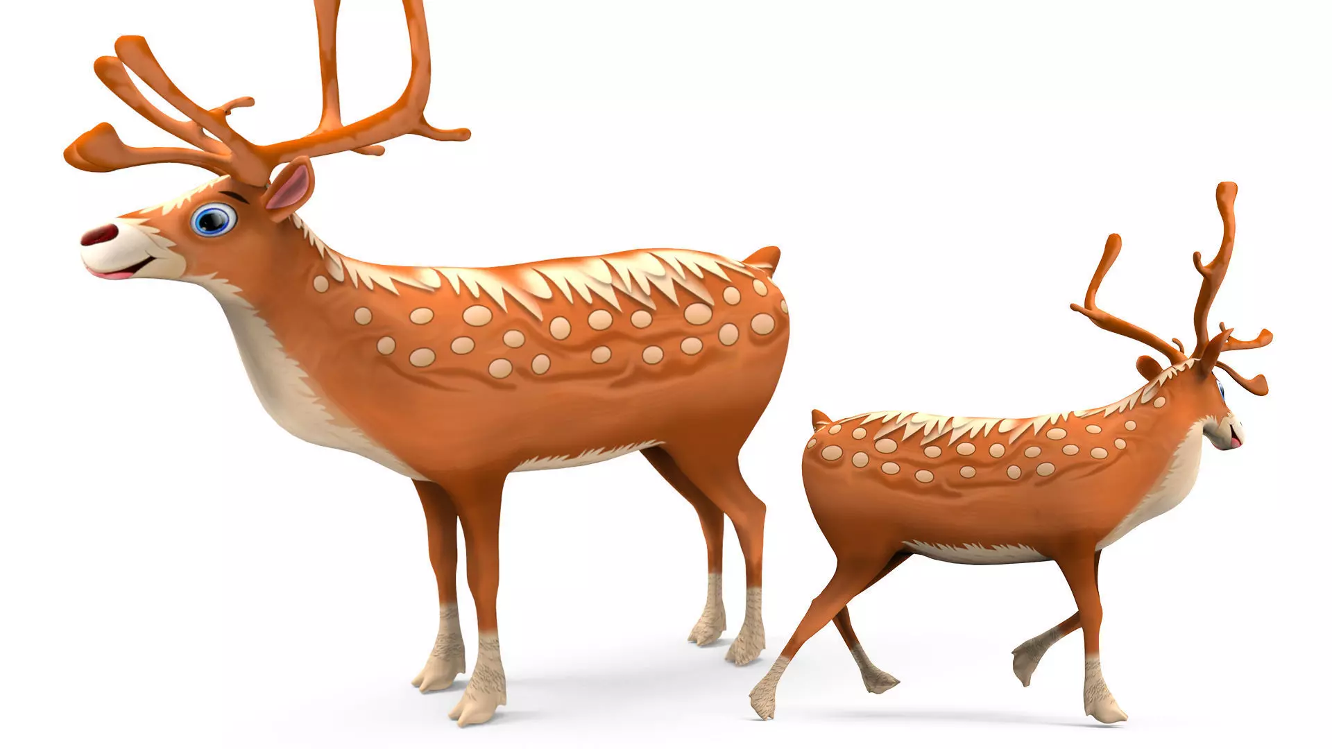 Cartoon Toon Reindeer Rigged and Animated  Low-poly 3D model_0