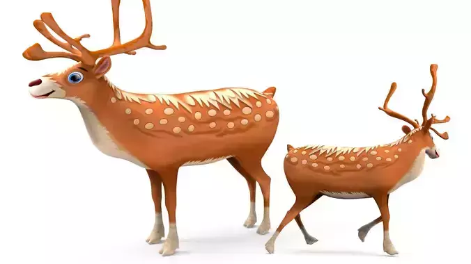 Cartoon Toon Reindeer Rigged and Animated  Low-poly 3D model