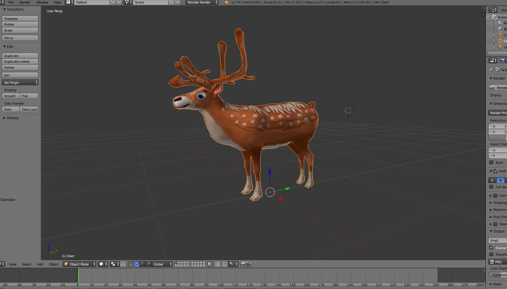 Cartoon Toon Reindeer Rigged and Animated  Low-poly 3D model_24
