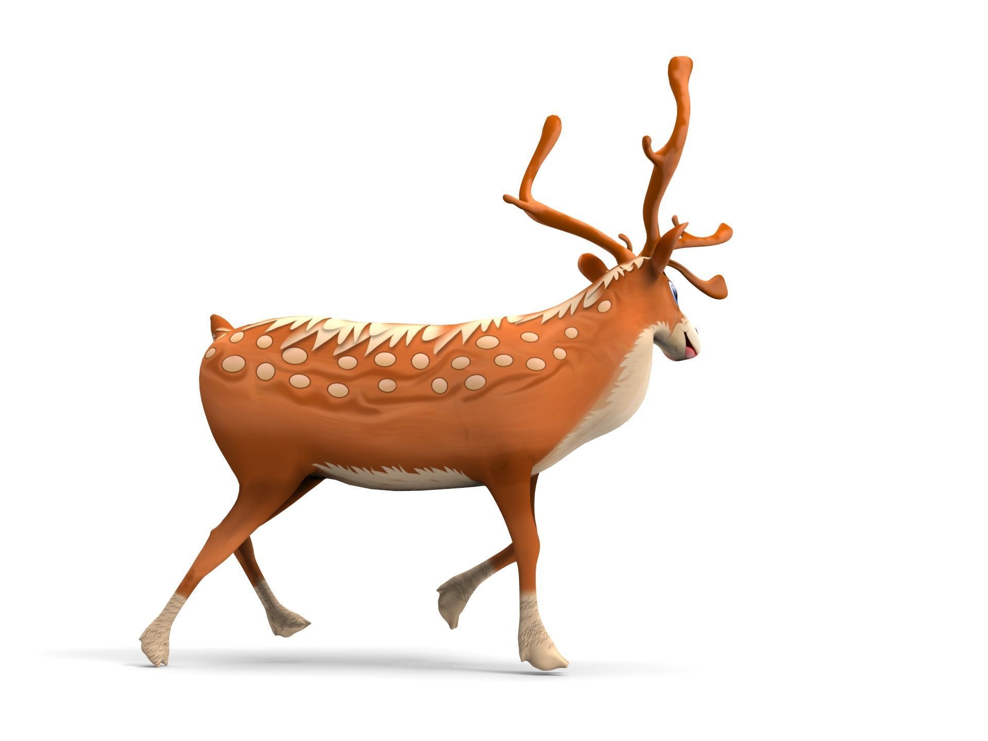Cartoon Toon Reindeer Rigged and Animated  Low-poly 3D model_6