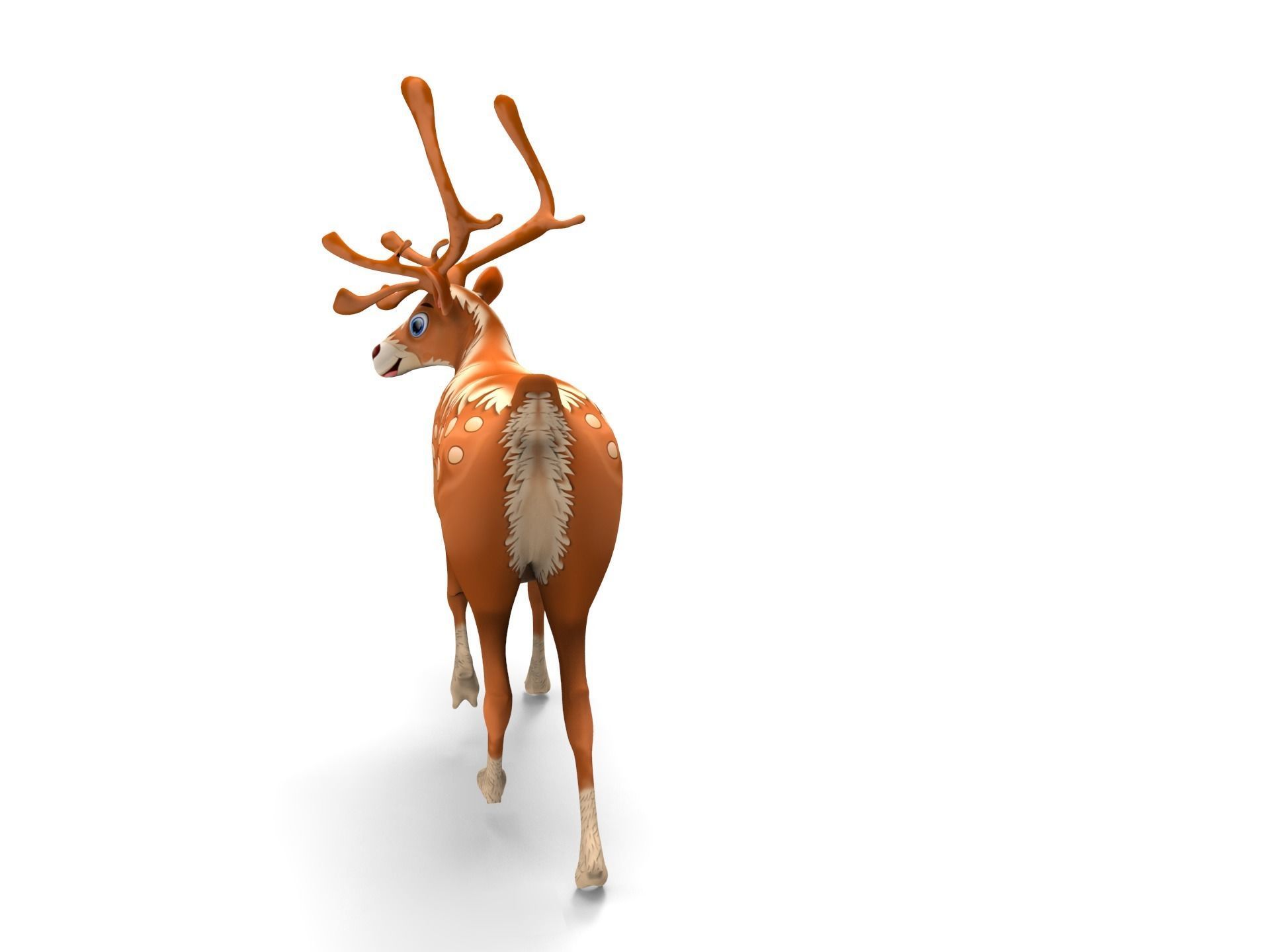Cartoon Toon Reindeer Rigged and Animated  Low-poly 3D model_8