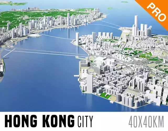 Hong Kong City And Surroundings China Low Poly VR AR 