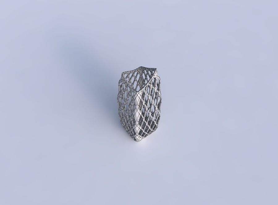 Vase double arc rectangle with diagonal grid lattice 3 3D print model_6