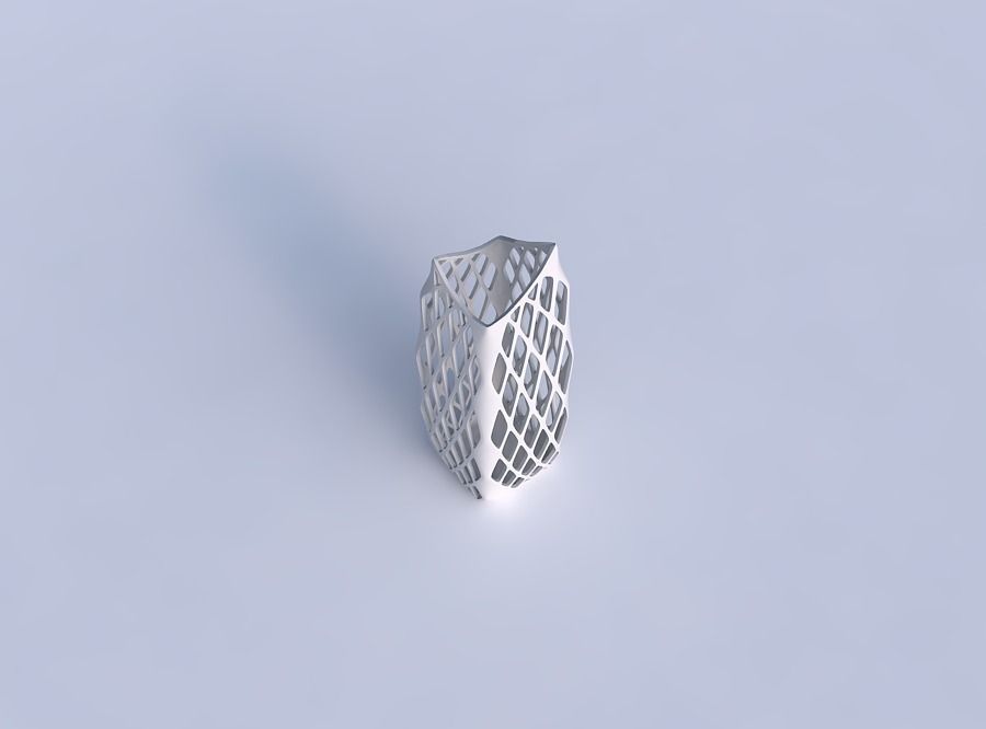 Vase double arc rectangle with diagonal grid lattice 3 3D print model_1