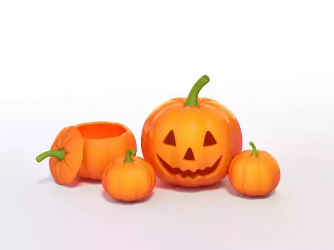 Jack o lantern or halloween pumpkin 3D Models minimal style