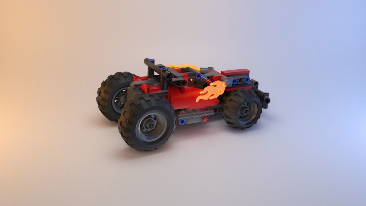 Lego Technic - Red Racer BASH - 42073 Low-poly 3D model_18