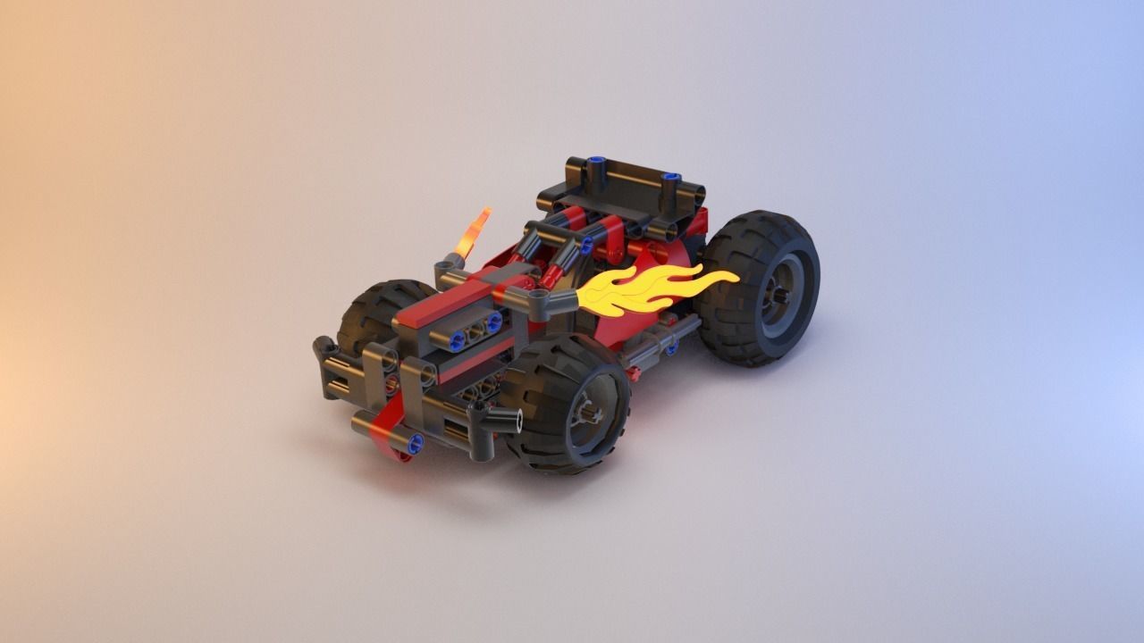Lego Technic - Red Racer BASH - 42073 Low-poly 3D model_4