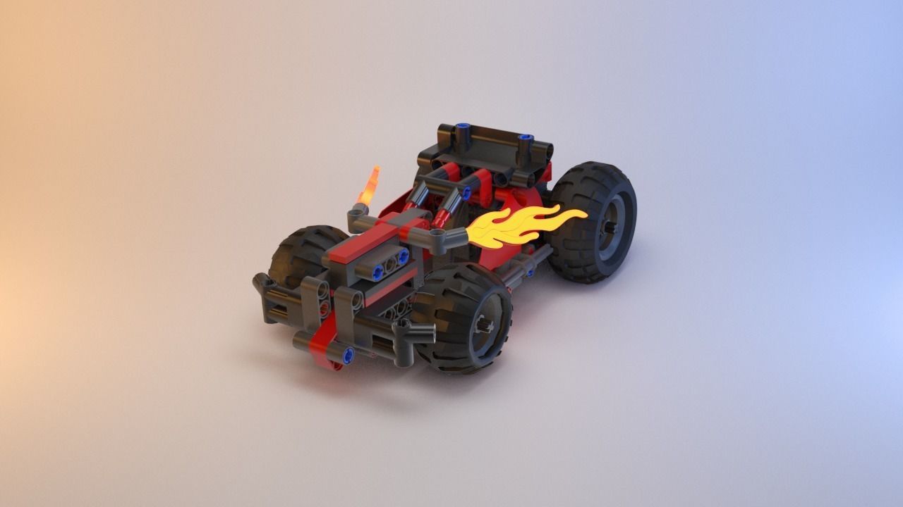 Lego Technic - Red Racer BASH - 42073 Low-poly 3D model_5