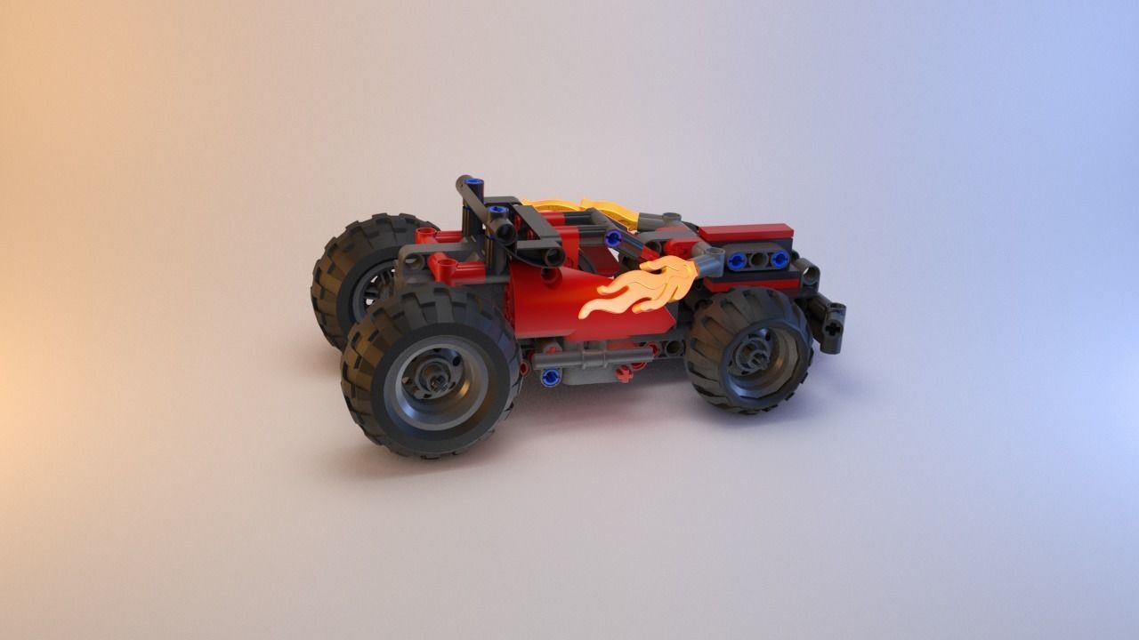 Lego Technic - Red Racer BASH - 42073 Low-poly 3D model_17