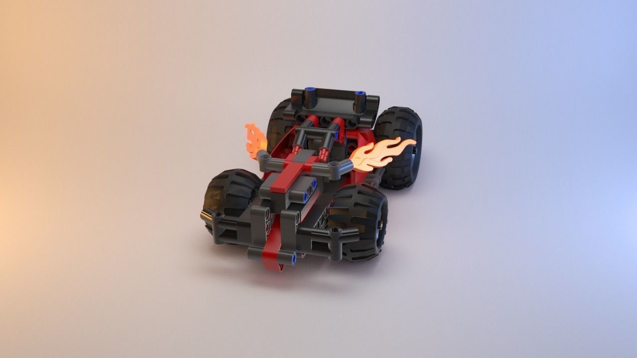 Lego Technic - Red Racer BASH - 42073 Low-poly 3D model_7