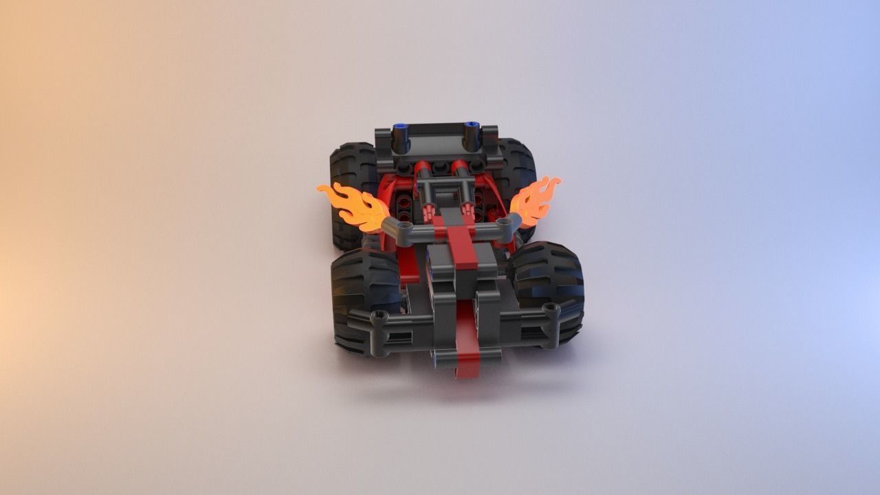 Lego Technic - Red Racer BASH - 42073 Low-poly 3D model_9