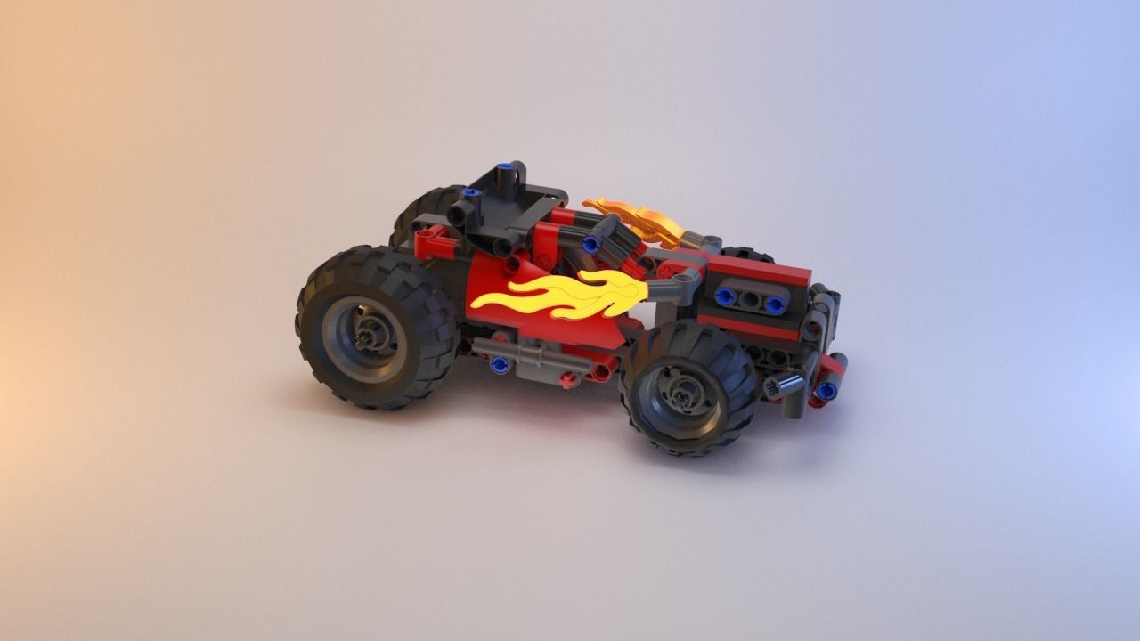 Lego Technic - Red Racer BASH - 42073 Low-poly 3D model_14