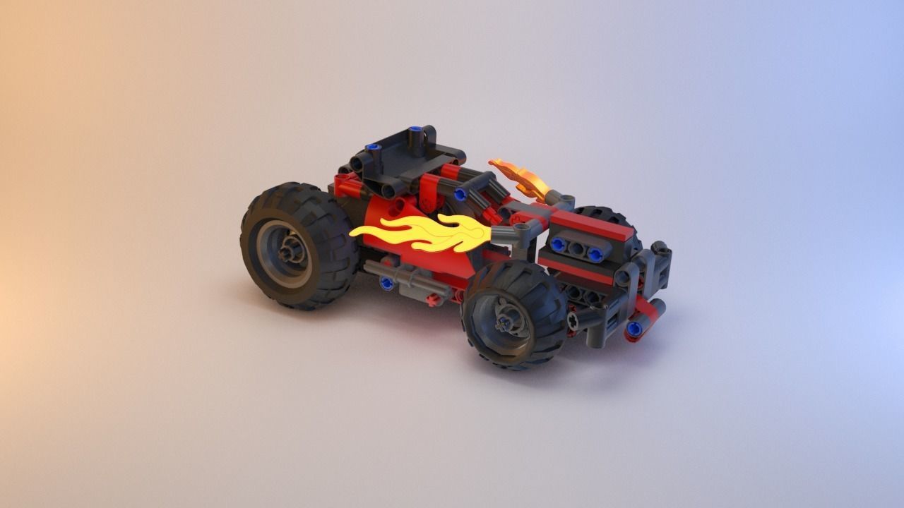 Lego Technic - Red Racer BASH - 42073 Low-poly 3D model_13