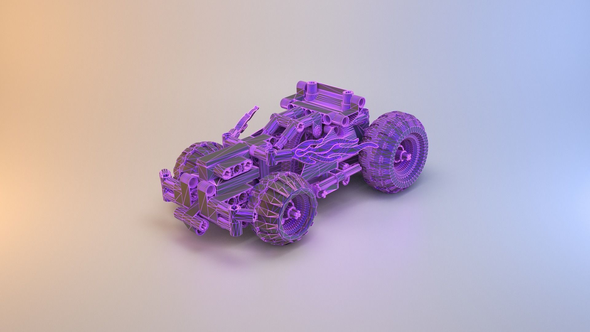 Lego Technic - Red Racer BASH - 42073 Low-poly 3D model_1