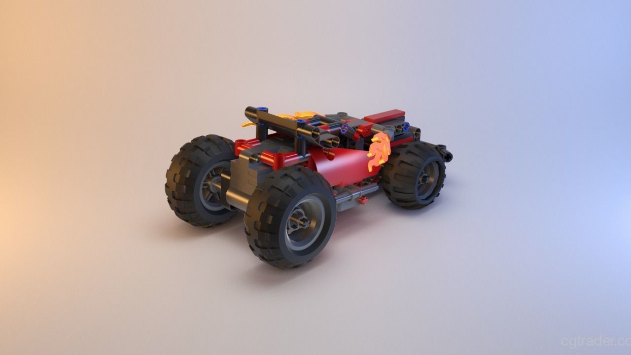 Lego Technic - Red Racer BASH - 42073 Low-poly 3D model_22