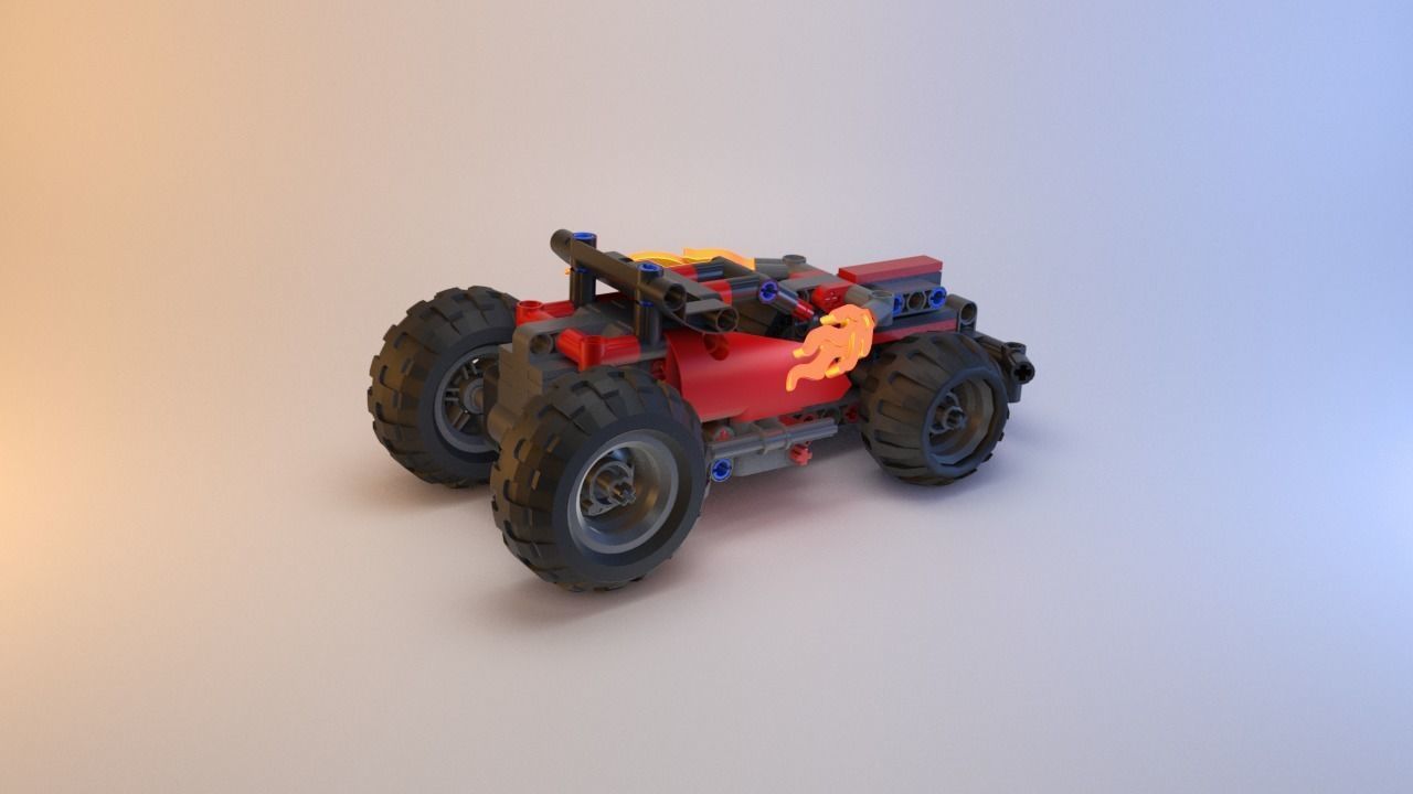 Lego Technic - Red Racer BASH - 42073 Low-poly 3D model_19