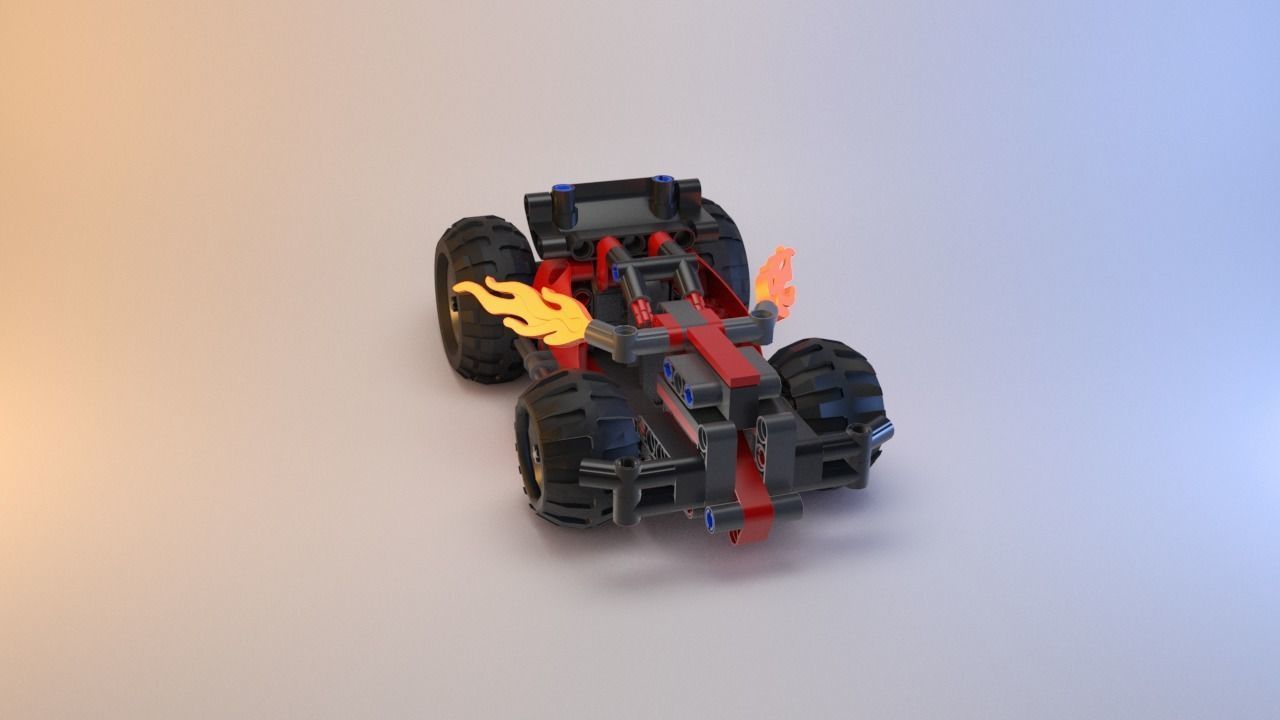 Lego Technic - Red Racer BASH - 42073 Low-poly 3D model_10