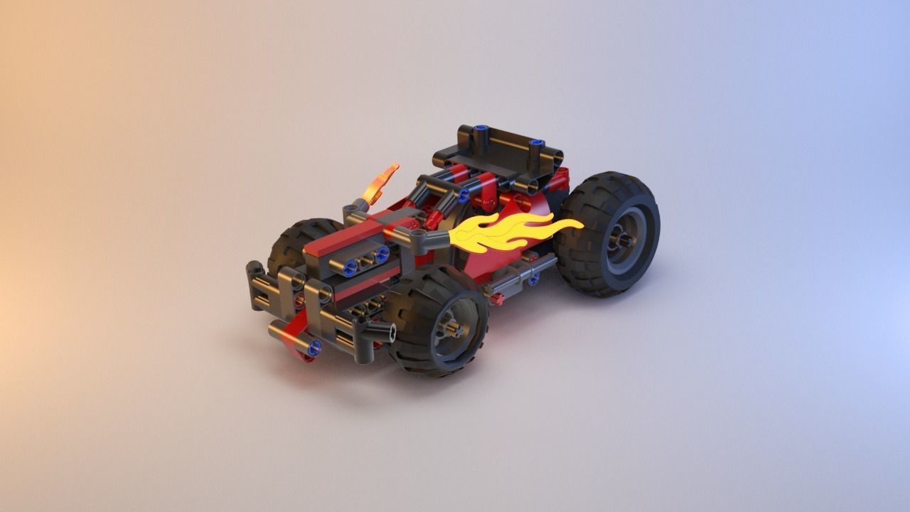 Lego Technic - Red Racer BASH - 42073 Low-poly 3D model_2
