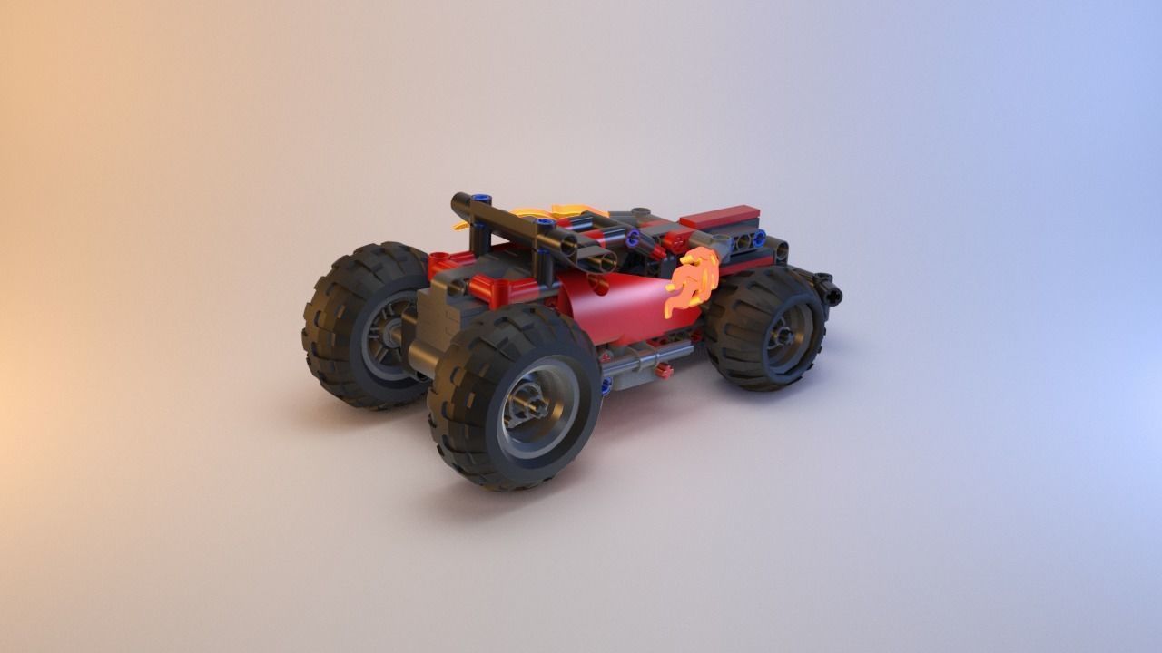 Lego Technic - Red Racer BASH - 42073 Low-poly 3D model_20