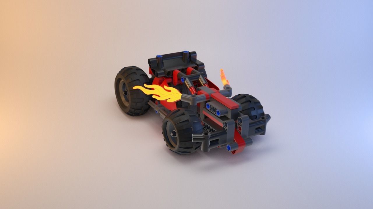 Lego Technic - Red Racer BASH - 42073 Low-poly 3D model_11