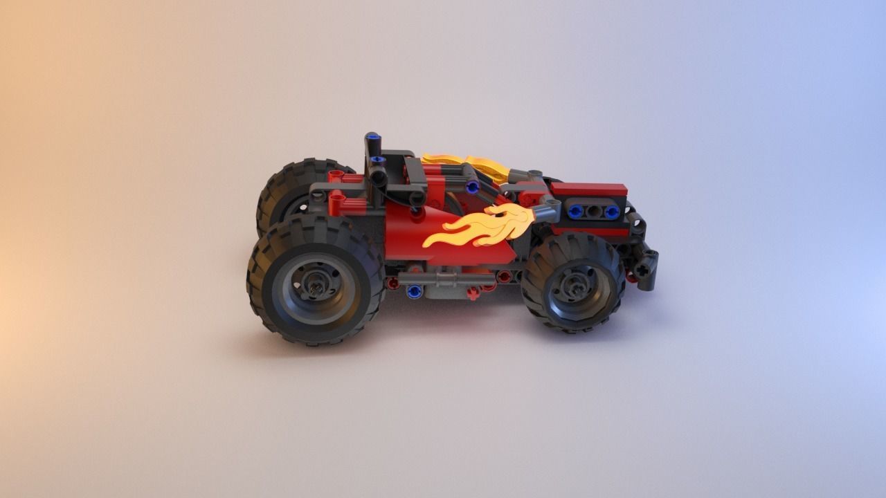 Lego Technic - Red Racer BASH - 42073 Low-poly 3D model_16