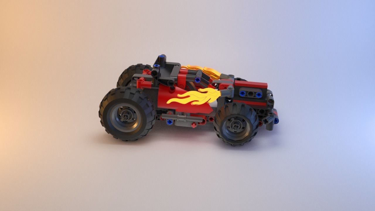 Lego Technic - Red Racer BASH - 42073 Low-poly 3D model_15