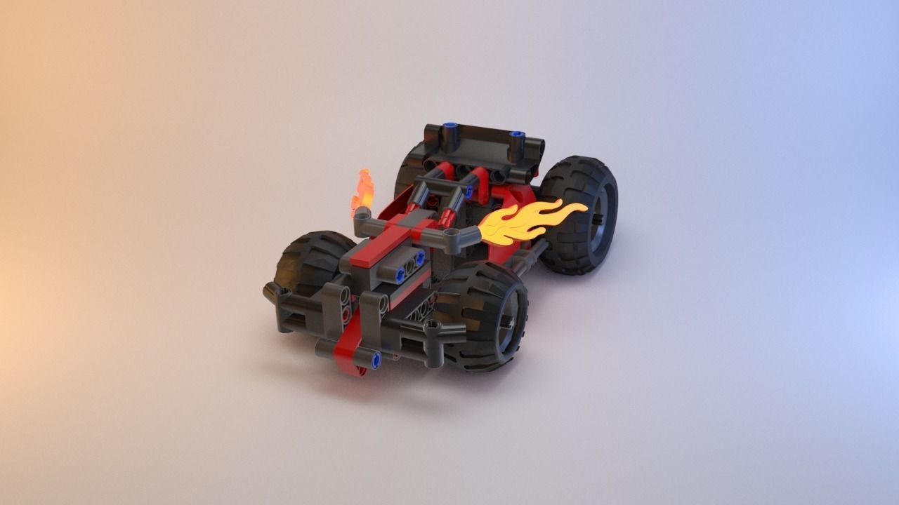 Lego Technic - Red Racer BASH - 42073 Low-poly 3D model_6