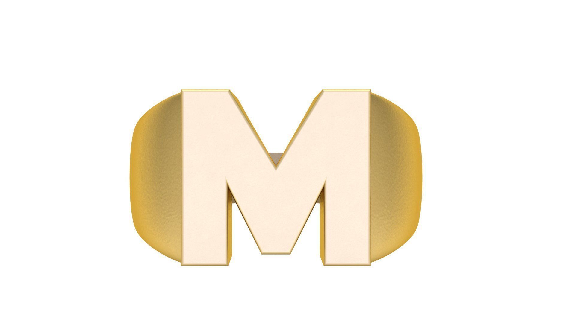 M Letter  Plain Gold Ring  3D print model_2