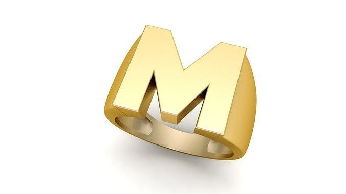 M Letter  Plain Gold Ring  3D print model