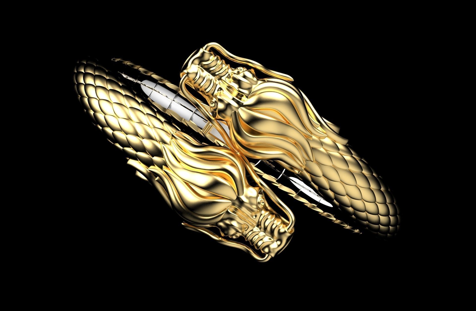 Dragon Gothic Jewelry  Bracelet  3D Model STL File - DGJB1 3D print model_7