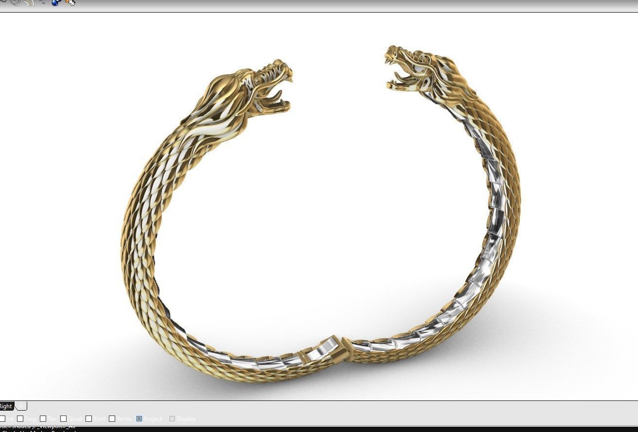 Dragon Gothic Jewelry  Bracelet  3D Model STL File - DGJB1 3D print model_32