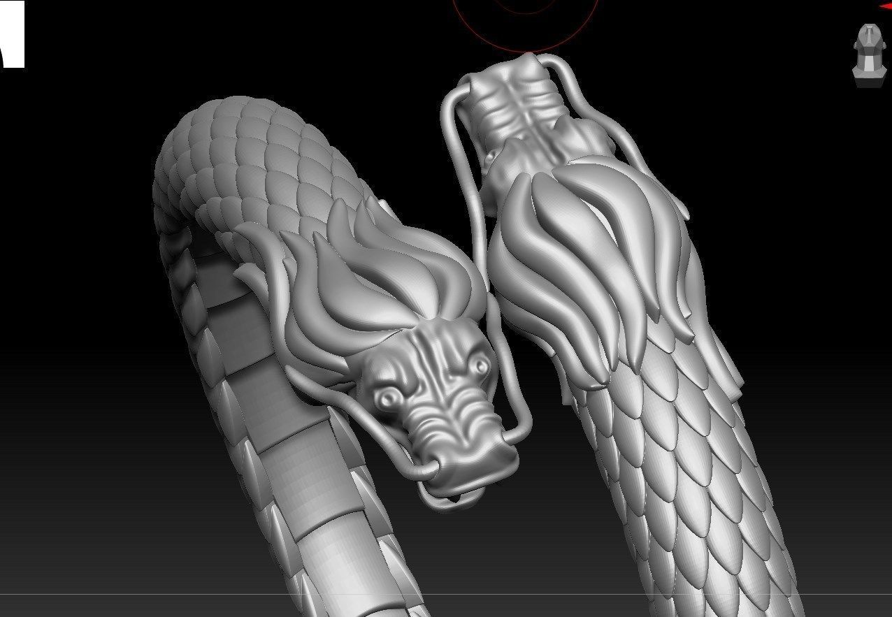 Dragon Gothic Jewelry  Bracelet  3D Model STL File - DGJB1 3D print model_21