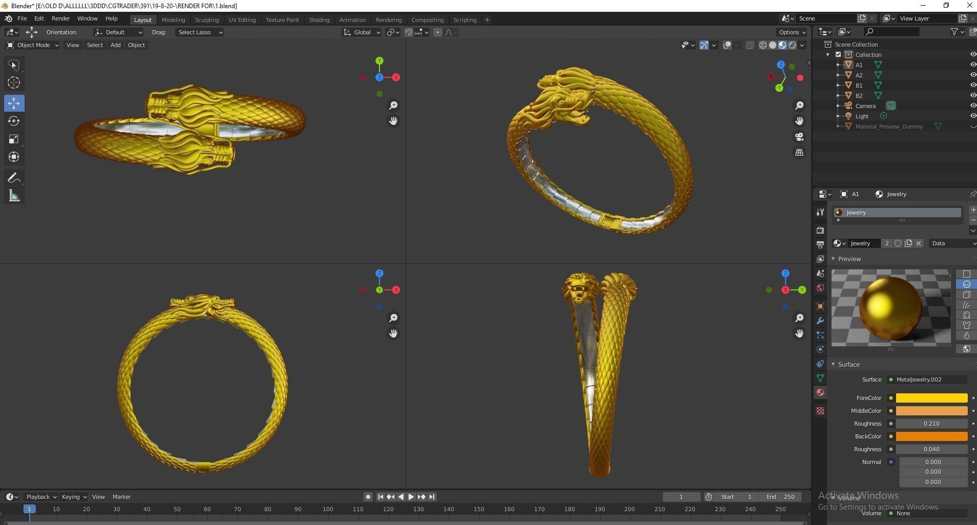 Dragon Gothic Jewelry  Bracelet  3D Model STL File - DGJB1 3D print model_44