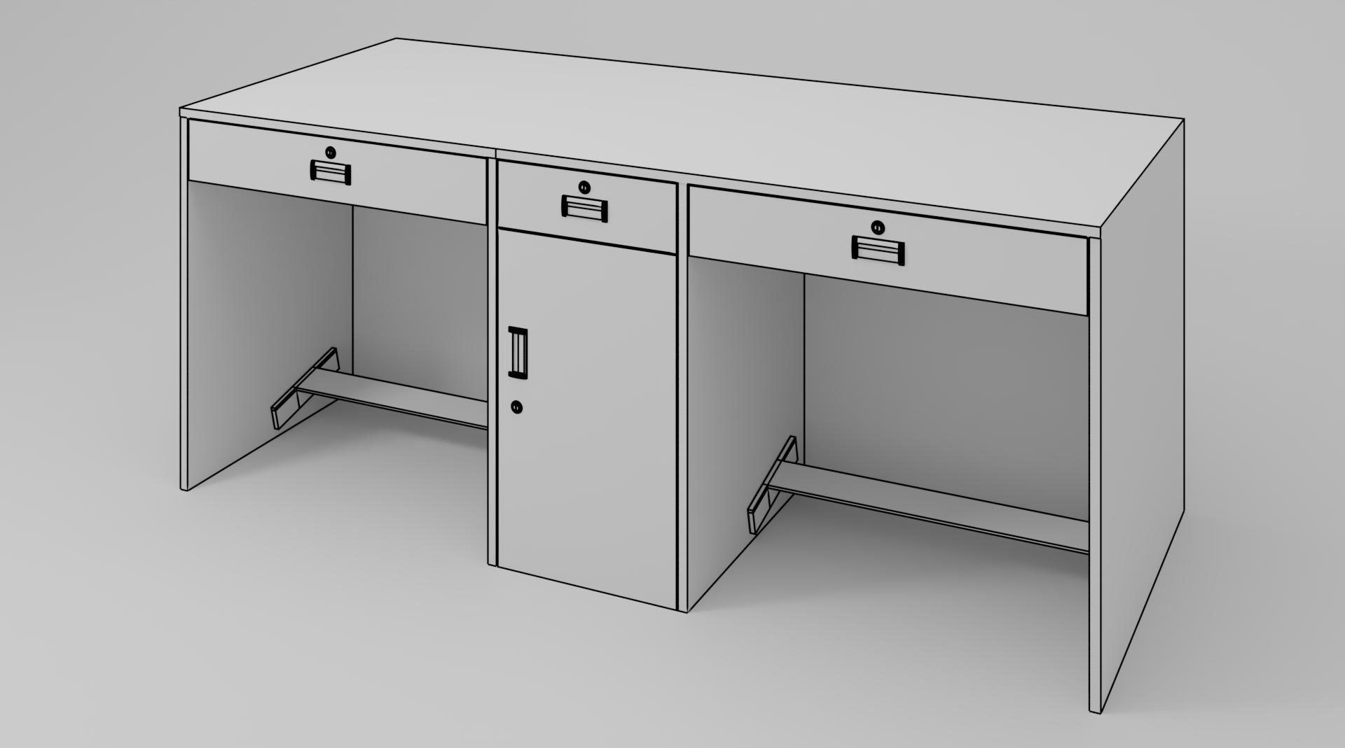 Wooden Office Table 3D model_6